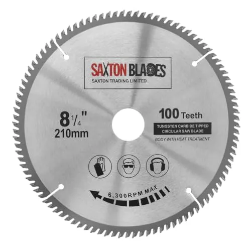 Saxton TCT Kreiskreis-Feinschnitt-Holzsägeblatt 210mm x 30mm x 100T Kompatibel mit Festool Bosch Makita Dewalt