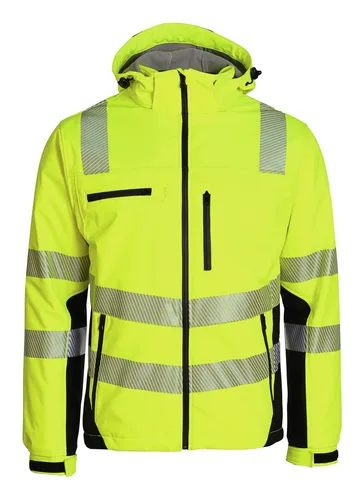 ASATEX Prevent Trendline Softshelljacke PTW-SP, gelb/schwarz, Gr. 2XL - EN ISO 20471:2013 Warnschutzjacke, atmungsaktiv mit 8.000 mm Wassersäule, abtrennbarer Kapuze - ideal für sichere Arbeiten bei mittleren Risiken.