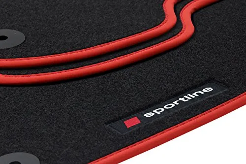 teileplus24 PV106 Fußmatten Gummimatten Sportline für Audi A7 4G - Hochwertige Gummimatten im Sportline Design, speziell für Audi A7 Sportback (2010-2018). Mit verstärkter, wasserfester Rückseite und liebevoll gestickten Schriftzügen. 4-teiliges Set für optimalen Schutz und Stil.