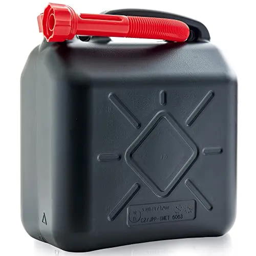 HECHT Robuster 20 Liter Benzinkanister/Kunststoffkanister – für Gefahrgüter – UN-Zulassung – mit Ausgießer – Groß & Schwarz – Ersatzkanister in der EU gefertigt