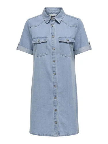 ONLY Onllisa S/S DNM Kleid Gua Noos - Stylisches kurzes Kleid von Only für Jugendliche, normal geschnitten mit Ziernähten und Knopfleiste. Perfekt für lässige Anlässe.