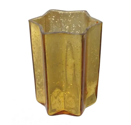 Gasper Windlicht Glas-Teelicht Stern 10cm. Teelichtglas Windlicht verspiegelt