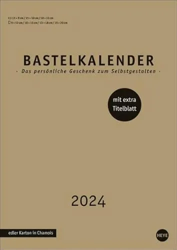 Bastelkalender 2024 Premium gold A4. Blanko-Kalender zum Basteln und Bemalen mit extra Titelblatt für eine persönliche Gestaltung. Foto- und Bastelkalender 2024.