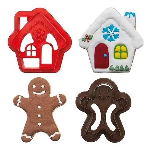 DECORA 0255094 AUSSTECHER AUS KUNSTSTOFF GINGERBREAD MAN & HOUSE 2-TLG, Sortiert