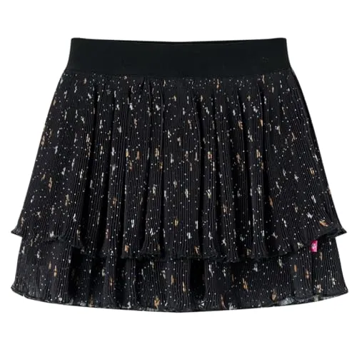 Kinder Stufenrock mit Rüschen Rock Minirock Kinderrock Mädchen Schwarz 104