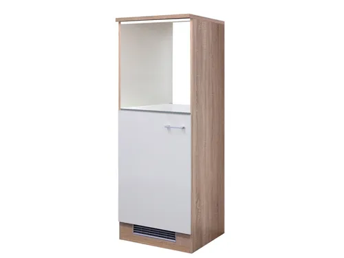 Flex-Well Backofen-/Kühlumbauschrank Demi - 60 cm, Weiß Sonoma Eiche - Eleganter 60 cm Küchenschrank für Backofen und Kühlschrank, mit praktischem Design und einfacher Montage. Robuste Materialien sorgen für Langlebigkeit und Stabilität in Ihrer Küche.