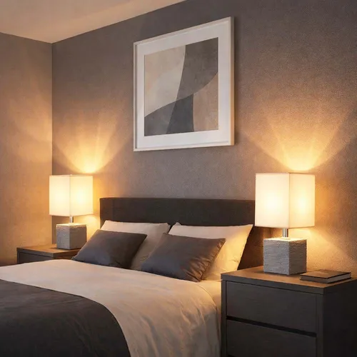 Beistellleuchte Keramik grau mit Textilschirm E14 - Moderne Tischlampe für alle Räume, 29 cm hoch, mit elegantem Keramikdesign und weißem Textilschirm für angenehmes Licht. Ideal als Nachttisch- oder Leseleuchte.