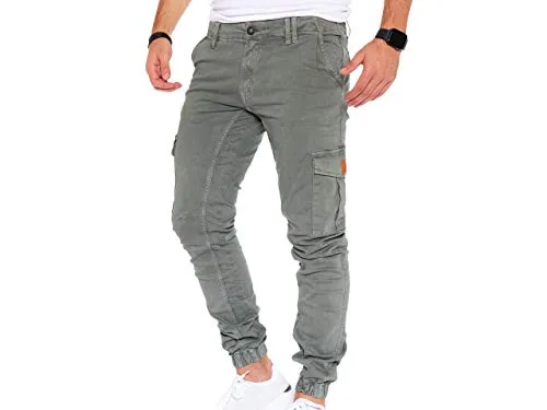 Styleko Cargohose Herren Cargohose aus Baumwolle Outdoorhose männer verwaschen Cargohose Chino Hose Sporthose Freizeithose Jogging treckking Casual Hose |6 Taschen 8001 (Olive- Guertel, 31)