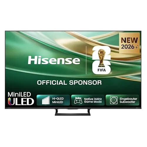 Hisense 50E8DS Fernseher 50 Zoll, 4K UHD, Hi-QLED Mini LED, Smart TV, 144Hz, Hi-View AI Engine, Dolby Vision.Atmos, Unibody Slim, FreeSync Premium, AI-Lichtsensor, Game Bar, Tuned by Devialet