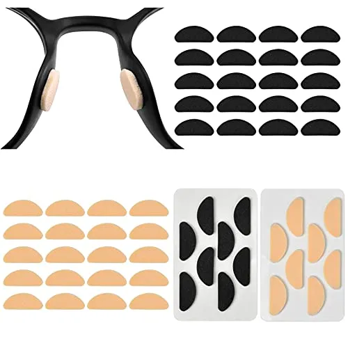 Jinlaili 40 Paare Brillen Nasenpads, Selbstklebende Dünne Nasenpads, Nasenpads D-Formig, Brillen Pads Rutschfeste, Schaum Nasenpads, Nasenpolster für Brillen Sonnenbrillen (Hautfarbe+Schwarz)