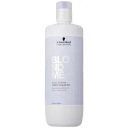 Schwarzkopf BlondMe Bond Repair Purple Shampoo 1000 ml - Shampoo für blondiertes Haar, neutralisiert unerwünschte Gelbtöne und repariert Haarstrukturen für strahlenden Glanz.