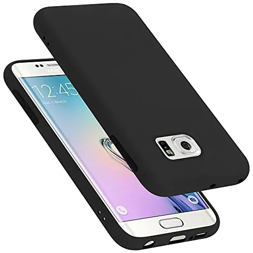 Cadorabo Hülle kompatibel mit Samsung Galaxy S6 Edge Hülle Silikon Handyhülle für Galaxy S6 Edge Case aus flüssigem Silikon- Kratzfeste und stoßfeste dünne TPU Schutzhülle - Liquid SCHWARZ