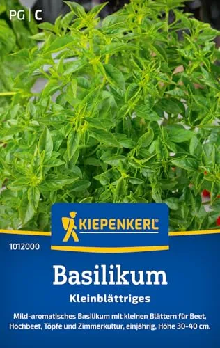 Kiepenkerl Basilikumsamen Kleinblättriges 1012000 – Mild-aromatisch - Höhe 30-40cm - Inhalt für 150 Pflanzen - Kräutersamen, Samen Kräuter, Saatgut