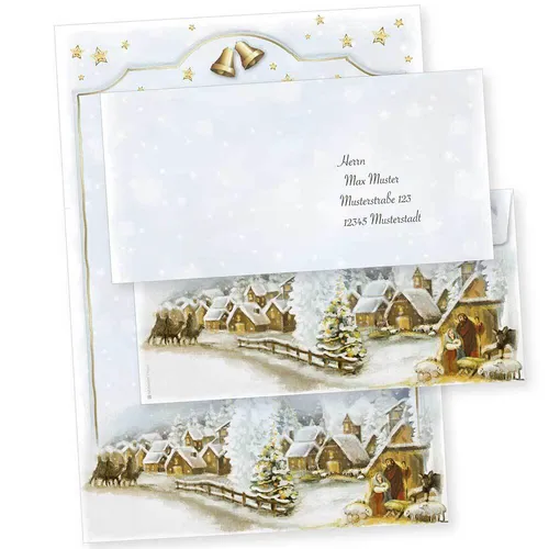Sets Weihnachtsbriefpapier christlich mit Umschläge Briefpapier Weihnachten 25