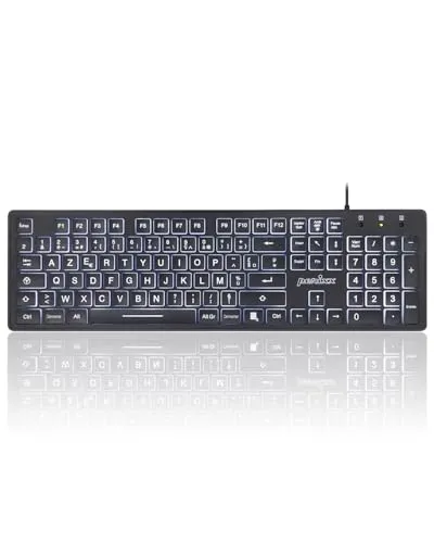 Perixx PERIBOARD-317 Tastatur mit Hintergrundbeleuchtung, USB, kabelgebunden, für Windows – Membrantasten mit LED-Hintergrundbeleuchtung – Französisches AZERTY-Layout