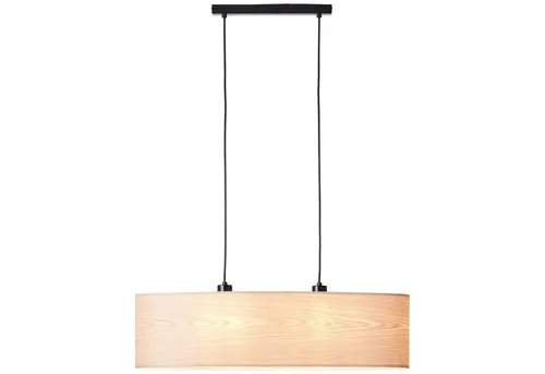 Brilliant Pendelleuchte Romm, 2-flammig oval Holz hell/schwarz - Moderne Pendelleuchte für Indoor mit höhenverstellbarem Design, ideal für stimmungsvolle Beleuchtung im Wohnbereich. Ohne Leuchtmittel, E27 Fassung.