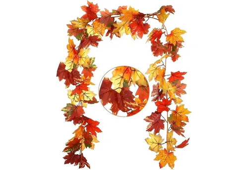 Herbst Deko Ahornblatt Girlande 2 Stück 1,7m - Sonstige Dekoration, perfekt für Thanksgiving und Halloween mit leuchtenden Farben für eine festliche Atmosphäre