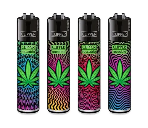 Clipper Feuerzeug 4er Set: (Trippy Leaves) von Clipper