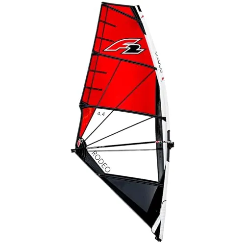 F2 Sale Windsurf Segel Rodeo Team 4qm Rot - Modell 2022 - Windsurf Segel für Unisex, in auffälligem Rot. Mit 4qm ideal für aufregende Windsurfing-Abenteuer. Neu und leistungsstark für optimale Kontrolle auf dem Wasser.