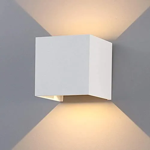 K-Bright 12W LED Wandleuchte Auf und ab Einstellbarer Lichtstrahl Außenwandleuchte 3000K Warmweiß Wandleuchten Innen IP65 Wasserdichte(Weiß)