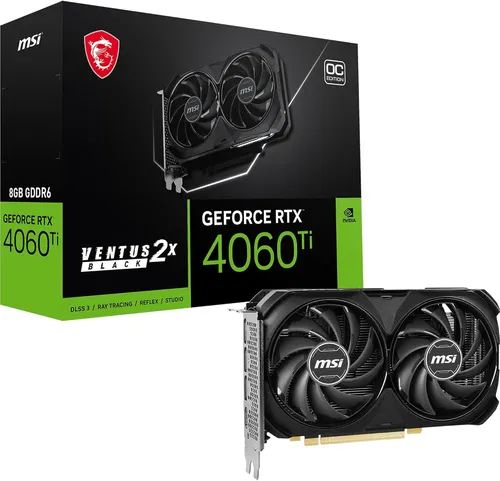 MSI GeForce RTX 4060 Ti VENTUS 2X BLACK 8G OC Grafikkarte von MSI