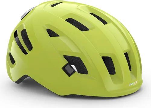 MET E-Mob Fahrradhelm, Lime, Glossy, Gr. S (52-56 cm)
