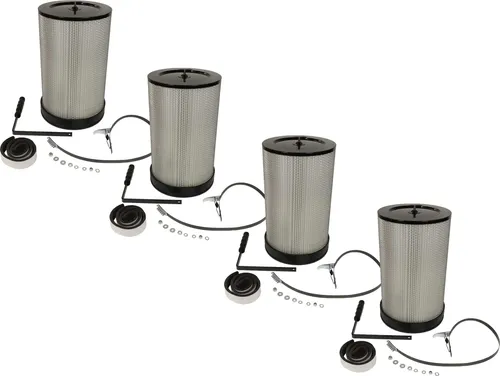 vhbw 4x Feinstaubfilter kompatibel mit Scheppach Woova 2, 3 Absauganlage - Feinstaub-Filterpatrone mit Reinigungsbürste