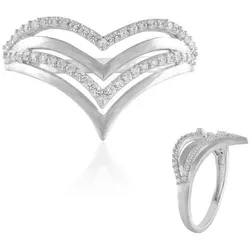 Cavill Silberring Cavill Ring Sterlingsilber 925, 0,52 ct Zirkon, Herzdesign, Damen (1-tlg) silberfarben|weiß 66