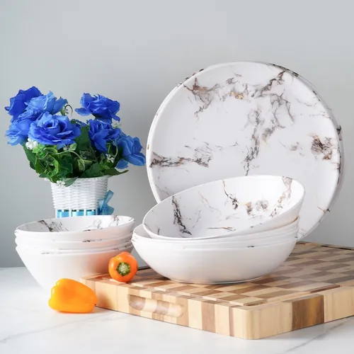 Geschirrset 12-teilig – Melamin-Geschirr, bruchsicher, spülmaschinenfest