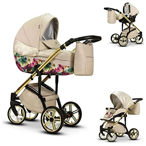 Kinderwagen-Set 4 in 1 Vip Lux inkl. Sportsitz und Autositz - 12 Teile - in 18 Farben