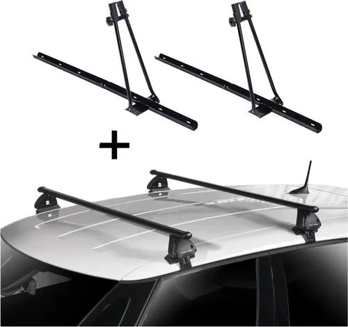 Fahrradträger Set ORION + Dachträger VDP EVO für Suzuki Alto (SS) 1982-1985 - Praktisches Set aus 2 Fahrradträgern und Dachträger für Suzuki Alto (SS) 3-5 Türer, ideal für den sicheren Transport von Fahrrädern. Schnelle Montage und hohe Stabilität für bis zu 15 kg pro Fahrrad.