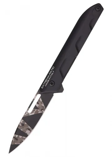 Extrema Ratio Ferrum T Black Warfare Taschenmesser - Robustes Klappmesser mit Aluminiumgriff und Böhler N690 Klinge. Ideal für Outdoor, Survival und militärische Einsätze. Kompakt und zuverlässig für jeden Einsatz.