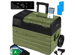 KESSER® Kompressor Kühlbox 42L mit APP-Steuerung - Praktische 42 Liter Kühlbox für Auto, Lkw und Boot. Mit APP-Steuerung, USB-Anschluss und Teleskopstange für flexiblen Einsatz. Kühlt bis -20 °C, ideal für unterwegs.