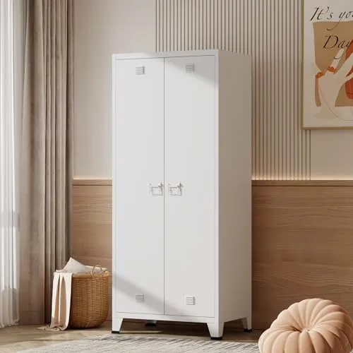 [en.casa] Kleiderschrank Hankasalmi 2-türig - Stilvolles Industriedesign - Kleiderschränke mit großzügigem Stauraum: 3 höhenverstellbare Ablagen und Kleiderstange für optimale Organisation im Schlafzimmer.
