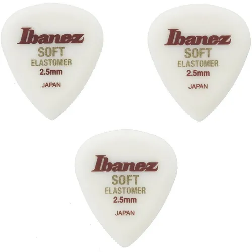IBANEZ Elastomer Picks 3er Set - Soft (BELJ1ST25), perfekte Tonentfaltung wie beim Fingerpicking, 2,5 mm Stärke, hergestellt in Japan