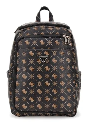 GUESS Rucksack Freizeitrucksack mit Laptopfach Silia U-Zip Backpack Espresso Logo dunkelbraun