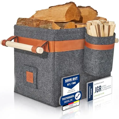Oakage Kaminholzkorb Dunkelgrau von OAKAGE