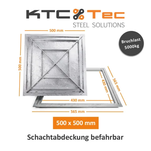 Produktbild SAB-50 Stahl Schachtabdeckung verzinkt befahrbar 500 x 500 mm Tränenblech
