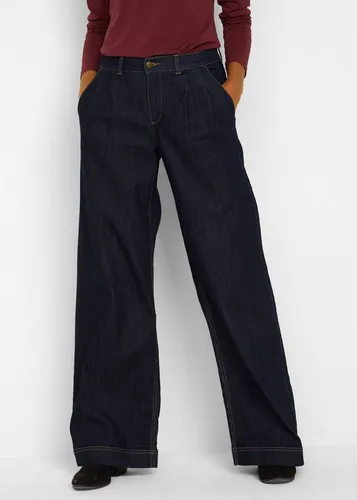bonprix Weite Jeans Loose Fit Passform, High Waist, mit Bundfalten