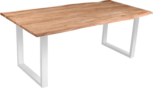 SAM Esszimmertisch 260x100 cm Quarto, echte Baumkante - Esszimmertisch aus massivem Akazienholz mit einzigartiger Baumkante, pflegeleicht und stilvolle Metallbeine in Silber für ein warmes Ambiente.