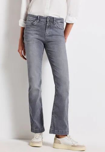 Street One Bootcut Jeans 'Bootcut Jeans', Gr. 30 x 30, hellgrau - Jeans im Slim Fit mit Bootcut Legs und High Waist. Bequem und stylisch dank Baumwollmix mit Stretch. Perfekt für einen lässigen Look!