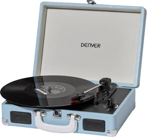Denver Plattenspieler VPL-120 - USB-Plattenspieler in Blau, stilvolles Design für Musikliebhaber und Sammler