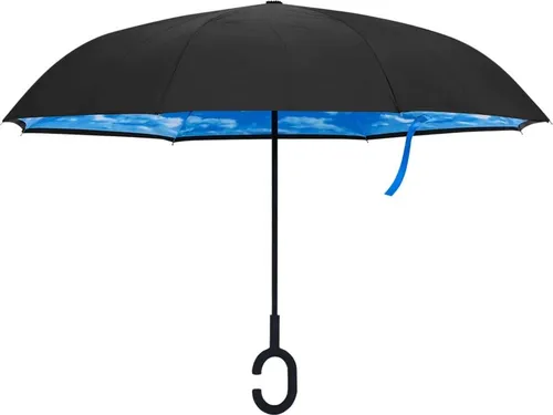 vidaXL Regenschirm C-Griff Schwarz 108 cm