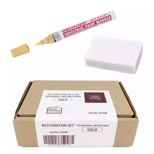 Zestaw do renowacji złotych napisów na pomnikach LEVIATAN 5902308738744 - Renovierungsset für goldene Inschriften auf Denkmälern, ideal für die Wiederherstellung und Pflege historischer Stätten.
