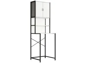 VCM Metall Überbauschrank für Waschmaschine - Edino - Hoch- & Midischränke fürs Bad, bietet 1 große und 2 kleine Ablagen für optimalen Stauraum, ideal für platzsparende Lösungen in Ihrem Badezimmer.
