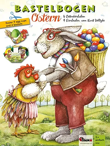 Ostern Bastelbogen Körbchen und Becher: Osterdekoration zum Ausschneiden: Bastelset Osterdekoration zum Ausschneiden & Basteln mit Kindern ab 5+ aus Papier. Illustrierte Ausgabe