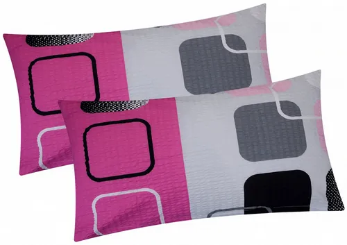 Heubergshop Kissenbezug, (2 Stück), Seersucker, 40x80cm Kariert Karo Modern Kissenhülle (396/1-Hell)