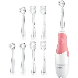 Schallzahnbürste für Kinder SEAGO rosa mit Ersatzzahnbürstenset - Rosa