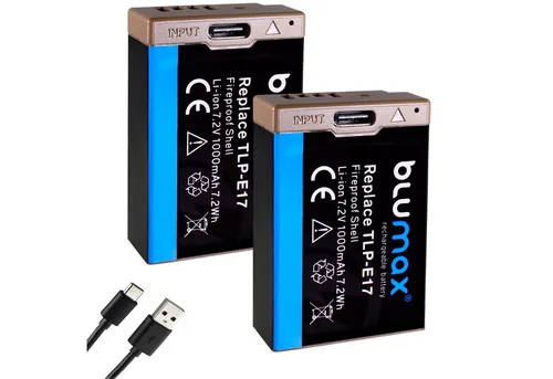 Blumax Akku für Canon LP-E17 - 1000 mAh - Kamera-Akku für Canon EOS RP, M3, M6 und mehr, mit 1000 mAh Kapazität für maximale Leistung und lange Lebensdauer ohne Memory-Effekt.