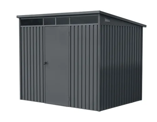 Premium Gerätehaus Skylight Plus 4,5㎡ mit Pultdach - Gerätehaus mit abschließbarem Pultdach, aus hochwertigem verzinktem Stahlblech, ideal für die sichere Lagerung im Garten. Maße: L186xB237xH201 cm, einfache Montage.